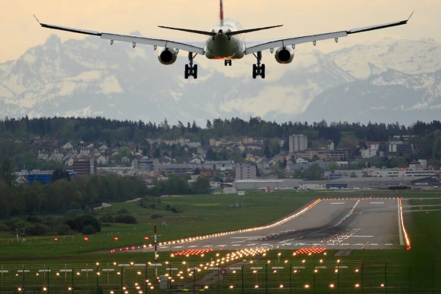 An airplane landing