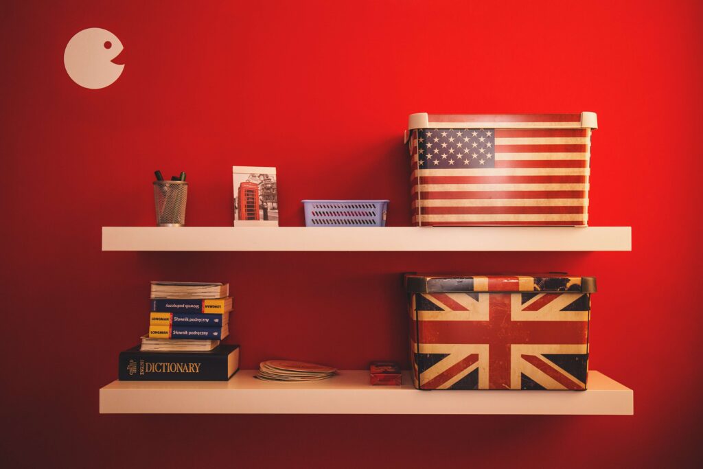 Classroom Storage Ideas - floating shelves with books and storage boxes