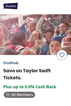 Sample ID.me Shop offer for StubHub tickets with cash back.